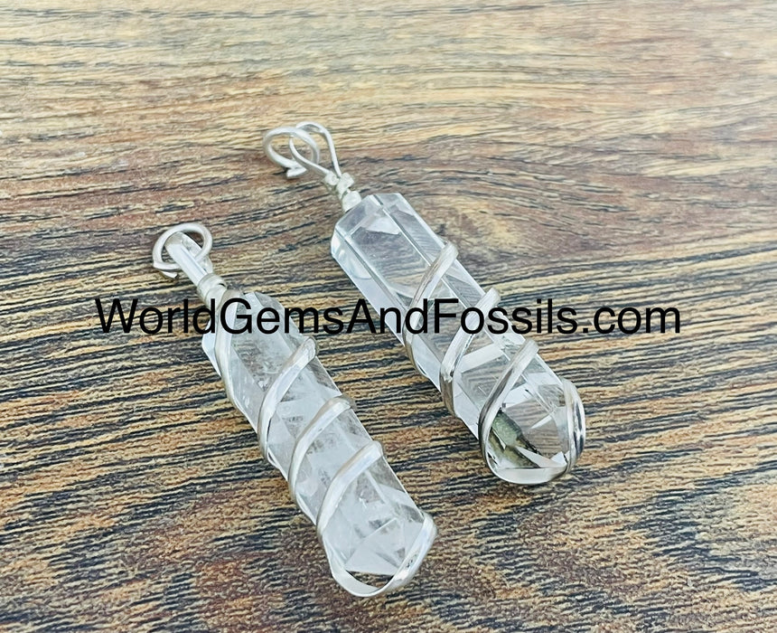 Clear Quartz Pendant Wrapped