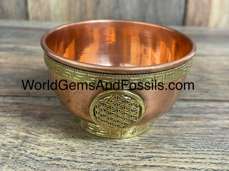 Copper Bowl With Flower Of Life Symbol