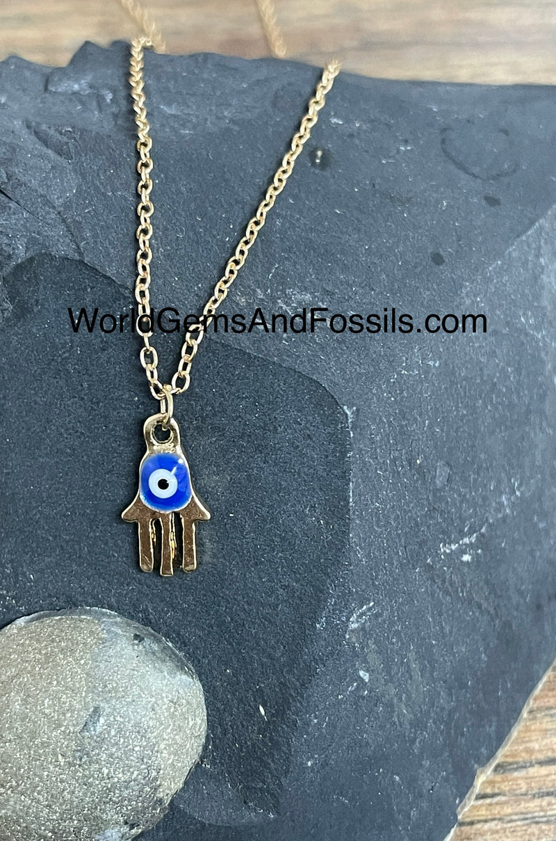 Hamsa Hand Necklace Gold Plated