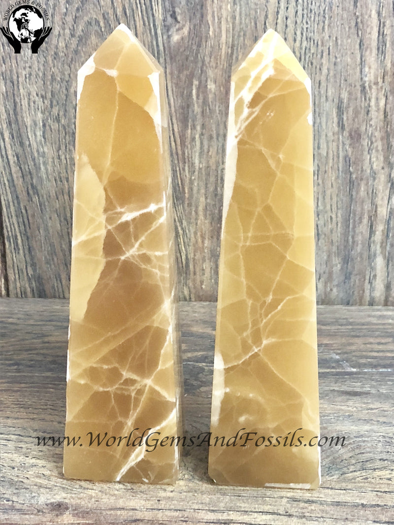 5" Honey Calcite Obelisks