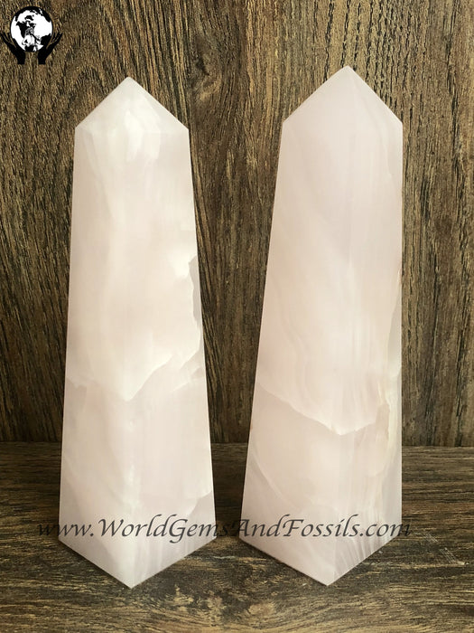 5" Pink Calcite Obelisks