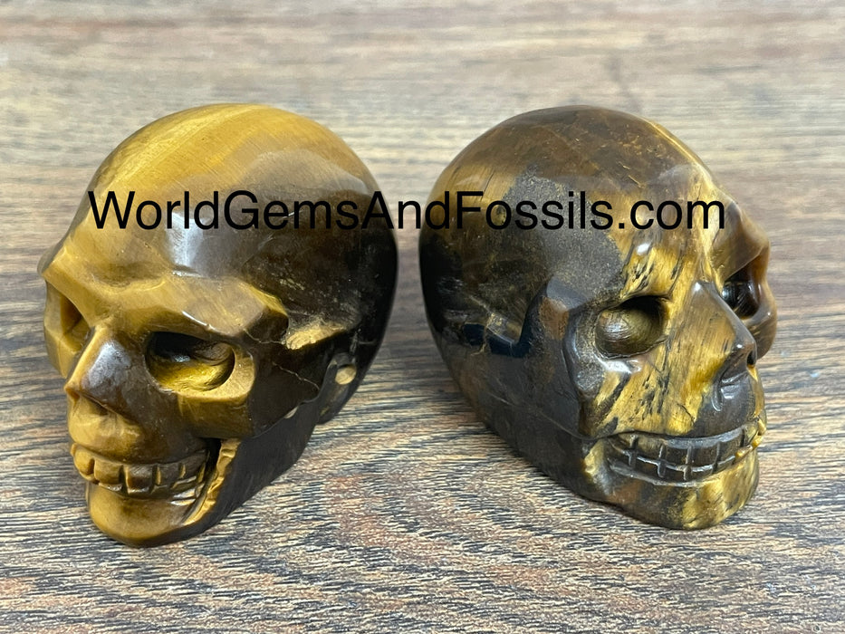 2" Tiger Eye Skull