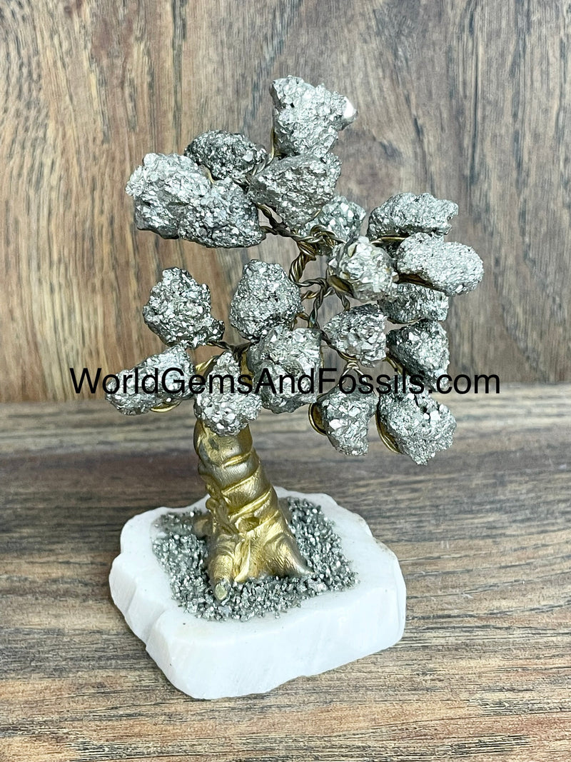 Pyrite Tree On Onyx Base Gold Trunk Medium