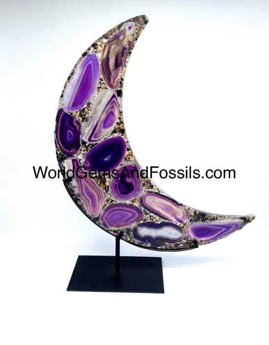 Purple Moon On Metal Stand 47cm