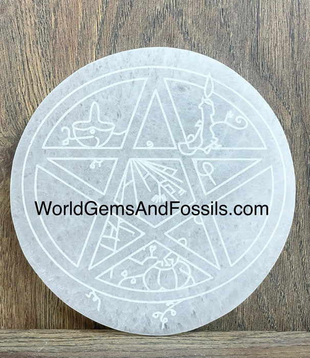 Selenite Plate Halloween Collection Circle 6"   #3