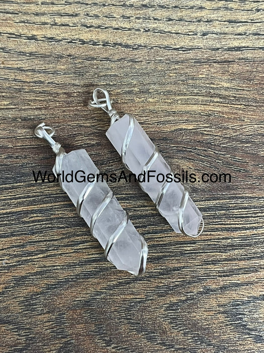 Rose Quartz Pendant Wrapped