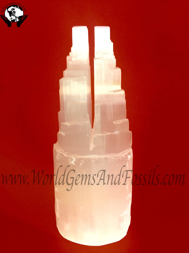 6" Selenite Double Point USB Lamps With Cord And Bulb
