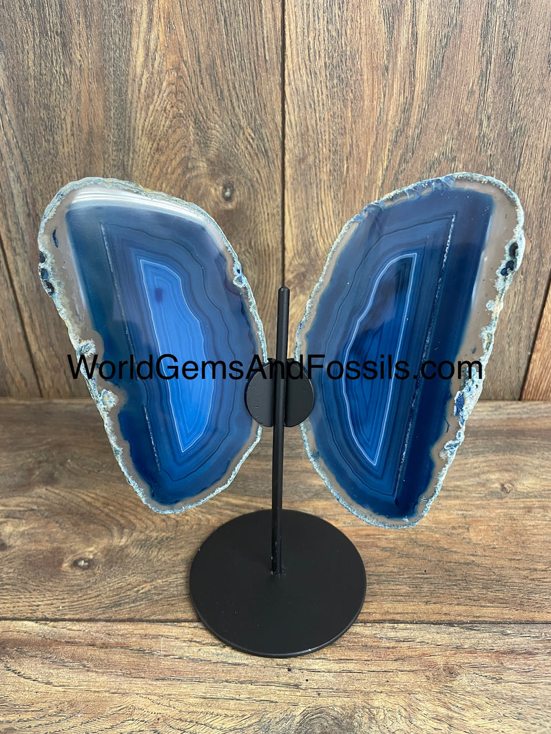 Blue Agate Butterfly On Stand 7”-8.5”