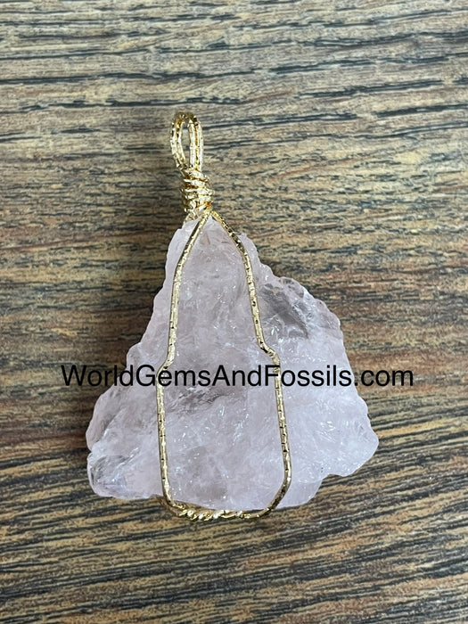 Rose Quartz Pendant Rough Wrapped