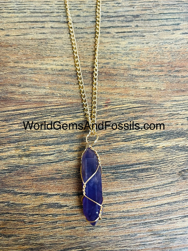 Amethyst Necklace Wrapped