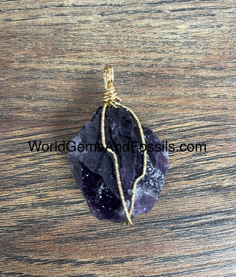 Amethyst Pendant Rough Wrapped