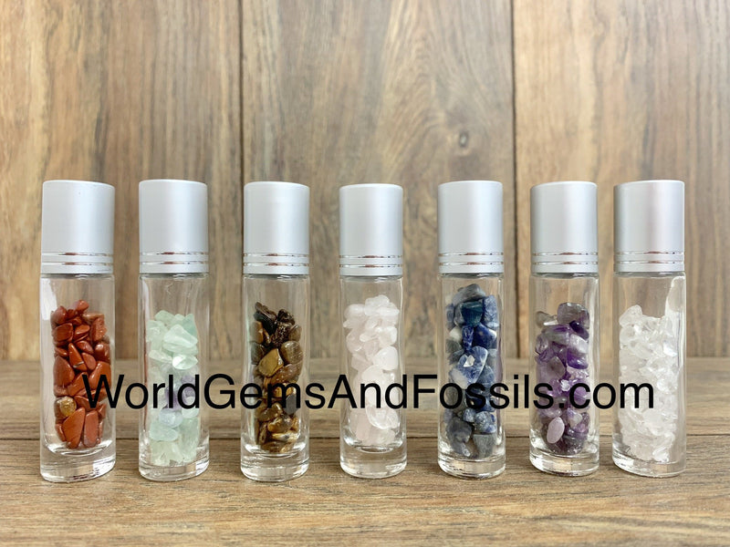7 Chakra Crystal Roll On Bottles With Gemstones