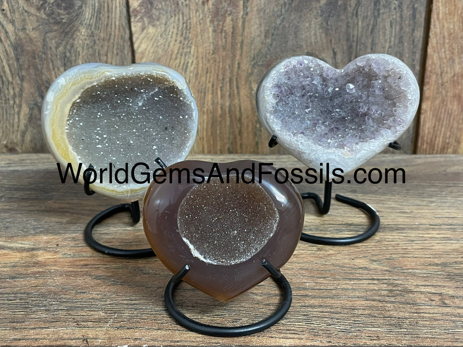 Agate Druze Heart On Stand 1 lb