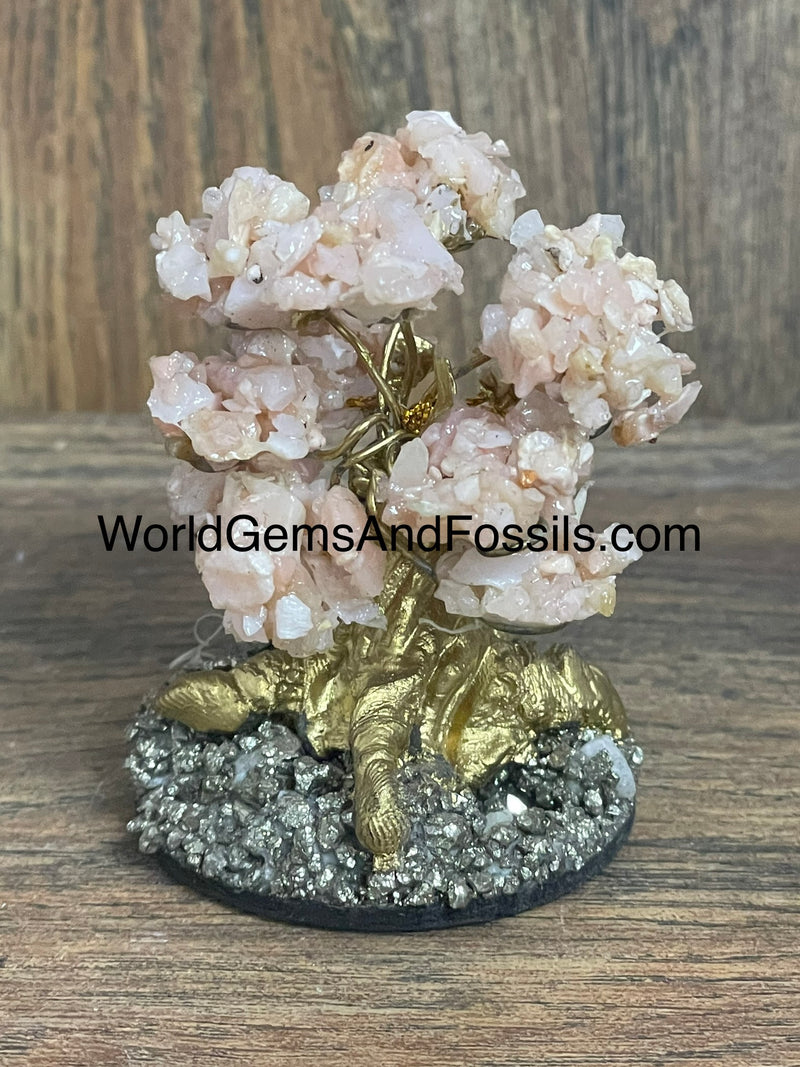 Pink Opal Gem Tree Mini Flat Leaf