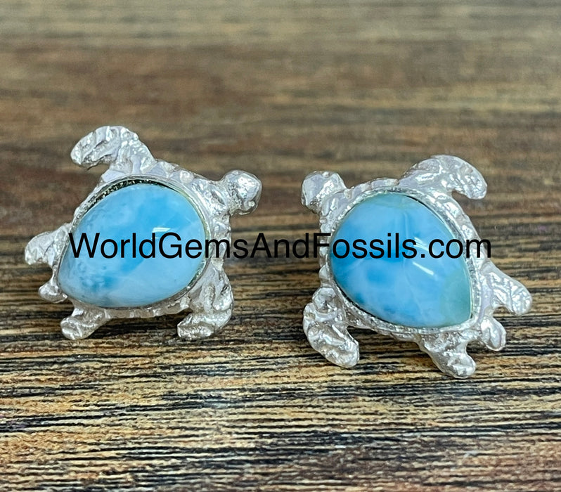 Larimar Earring Sterling Silver Turtle