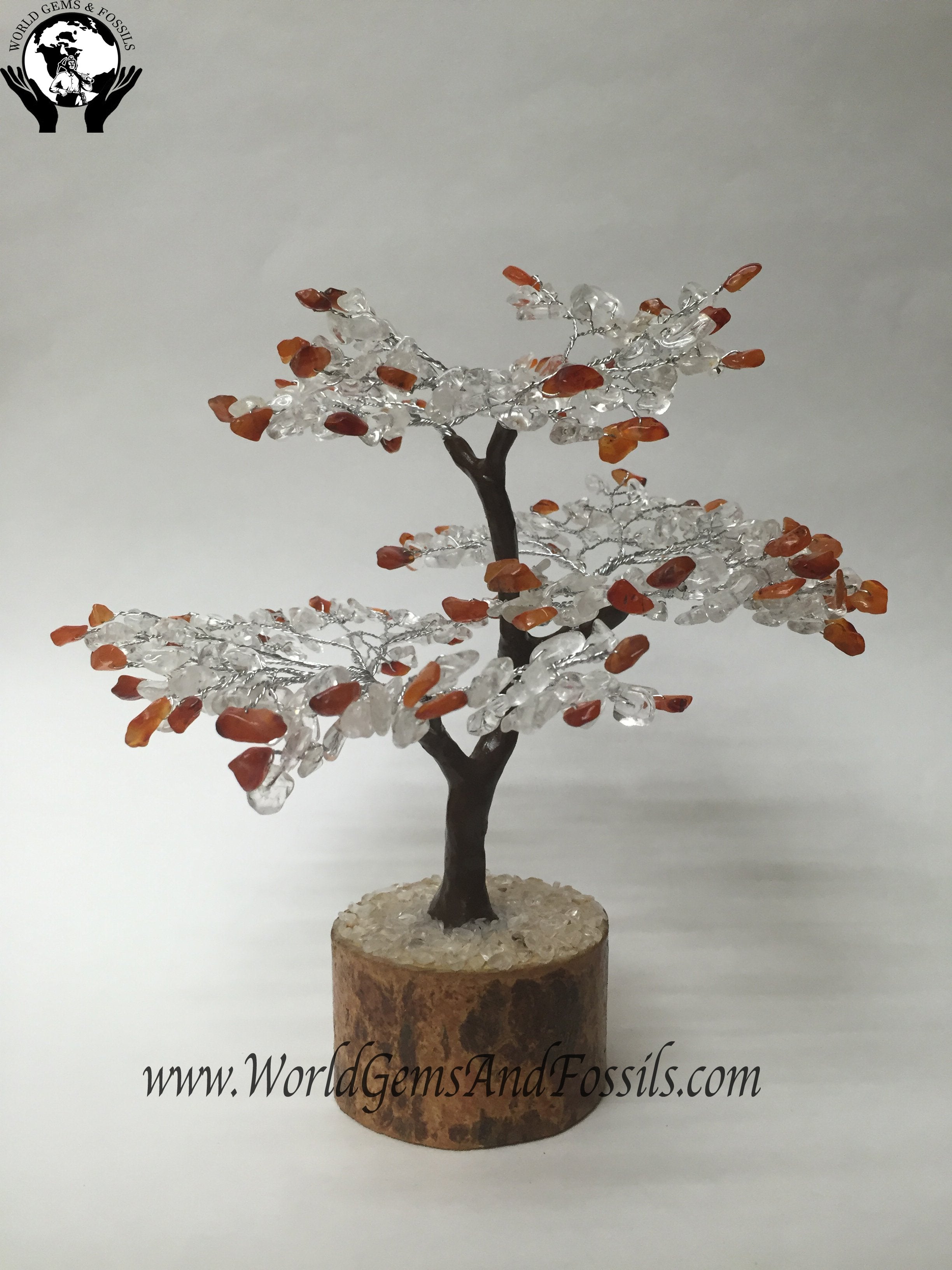 Carnelian with clear Quartz Gem Tree