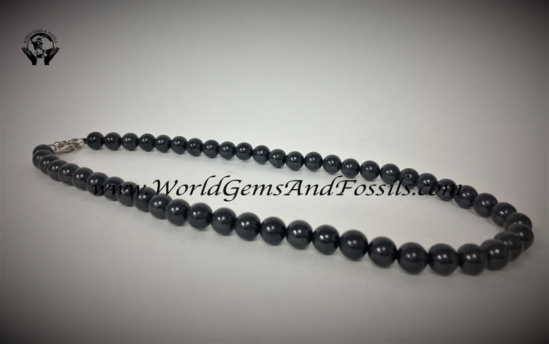 Sungite Necklace 18"  8mm Bead