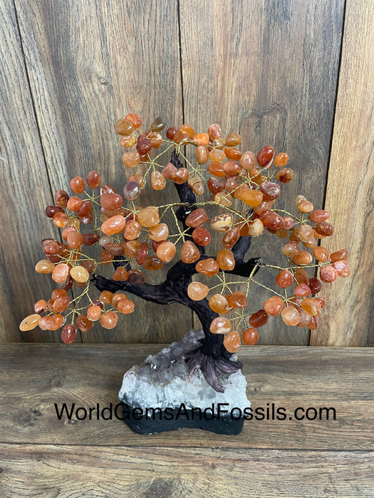 Carnelian Bonsai Tree On Amethyst Base #36