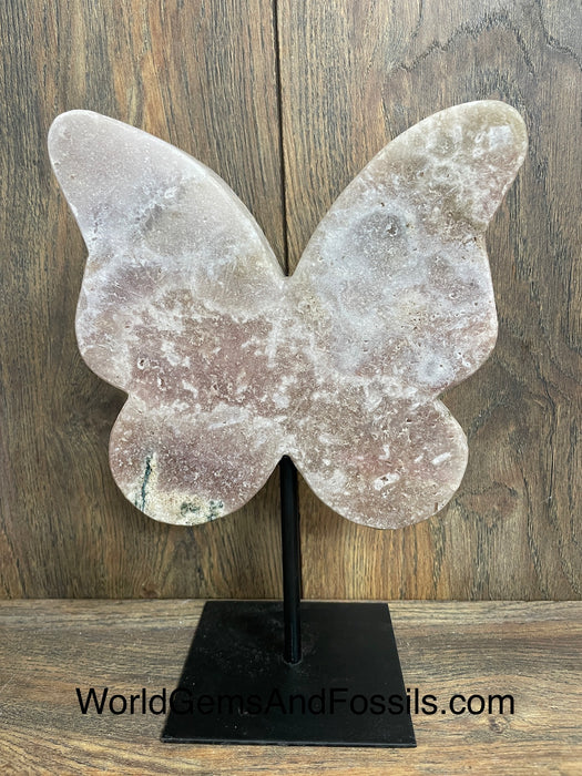 Pink Amethyst Butterfly On Stand  9.8”  #8