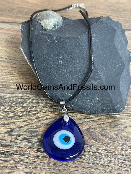 Evil Eye Necklace On Black Cord