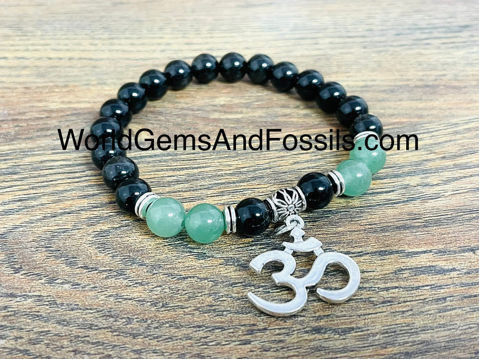 Green Aventurine Lava OM Bracelet