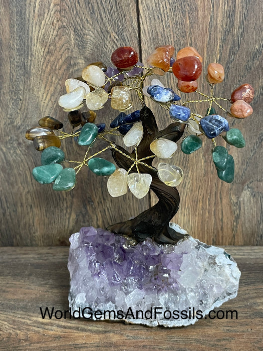 Chakra Bonsai Tree On Amethyst Base #12