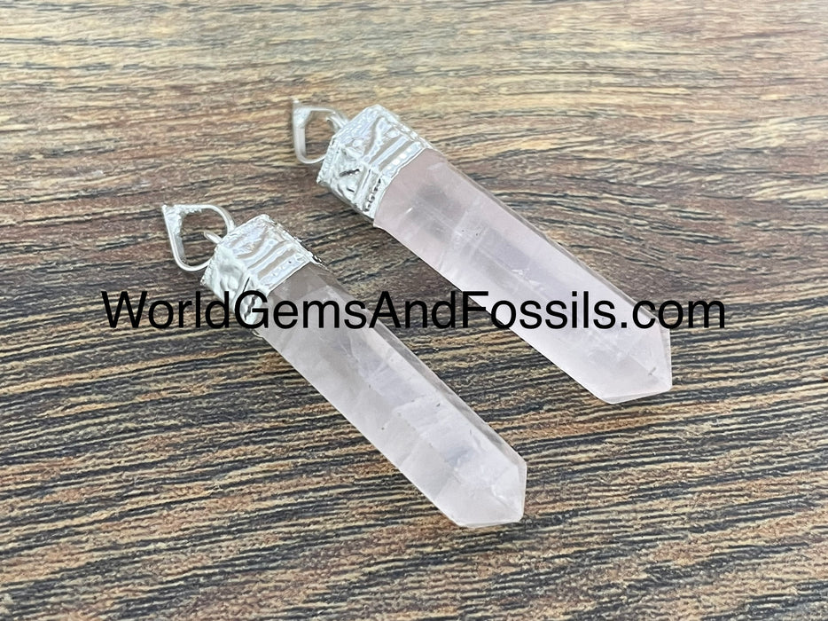 Rose Quartz Pendant Pencil Point