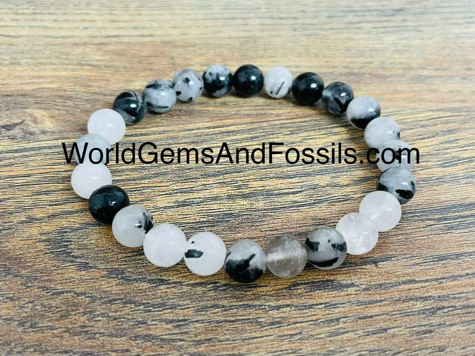 Black Rutilated Quartz Bracelet 8mm