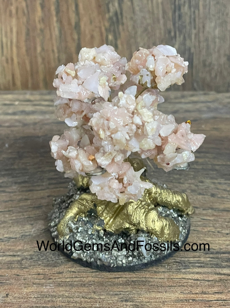 Pink Opal Gem Tree Mini Flat Leaf