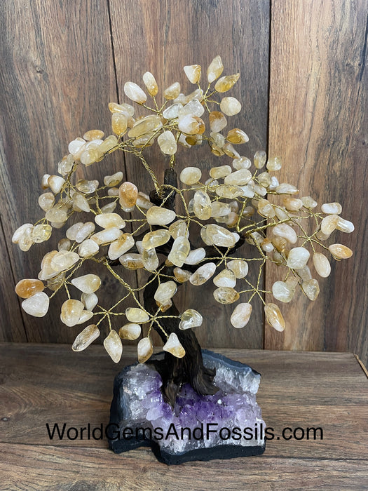 Citrine Bonsai Tree On Amethyst Base #36