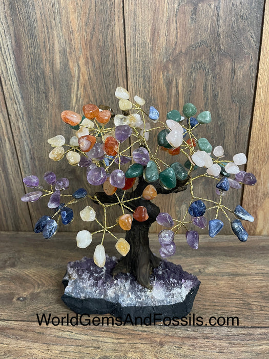 Chakra Bonsai Tree On Amethyst Base #24