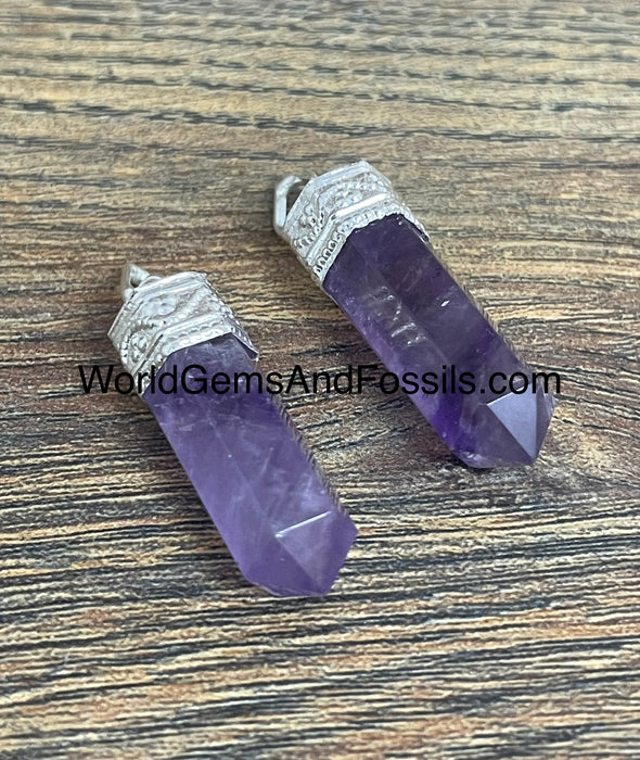 Amethyst Pendant Pencil Point