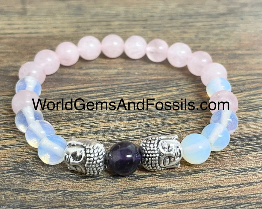 Rose Quartz Buddha Bracelet 8mm