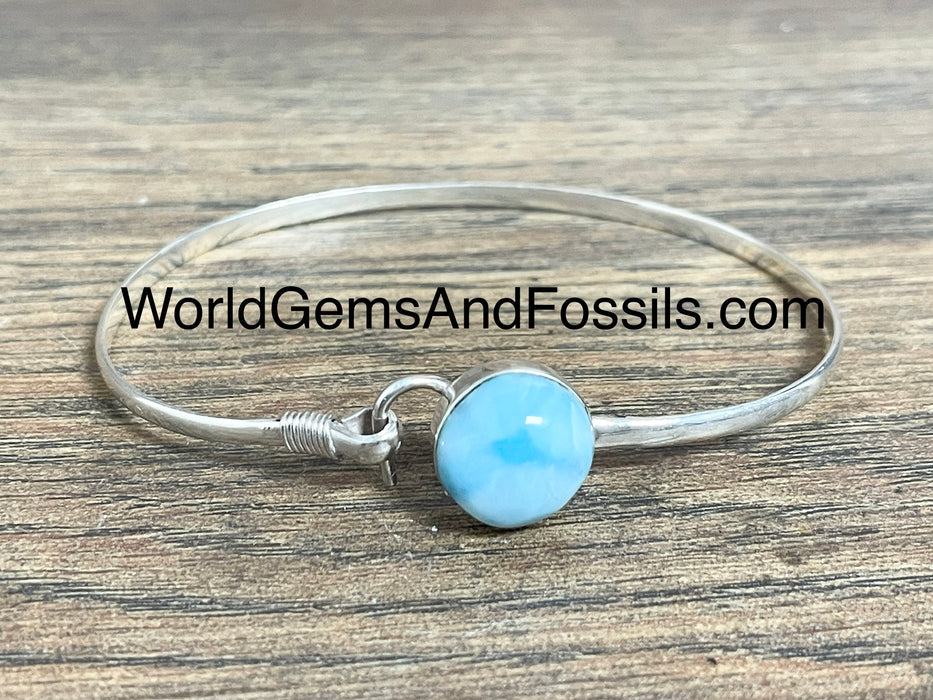 Larimar Bracelet Cuff Sterling Silver Round