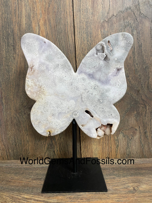 Pink Amethyst Butterfly On Stand  10”  #6