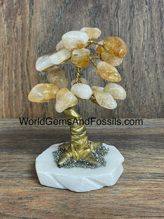 Citrine Tree On Onyx Base Gold Trunk