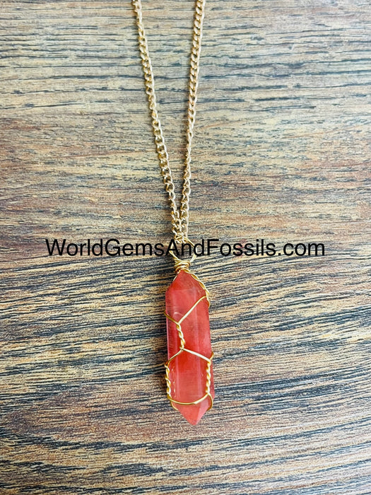 Cherry Quartz Necklace Wrapped