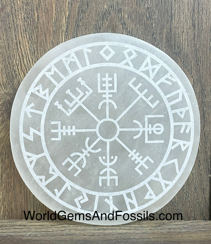 Selenite Rune Plate Circle 6"