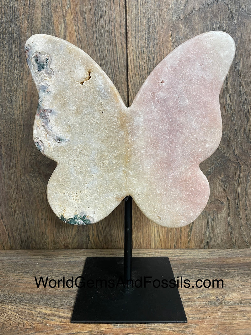 Pink Amethyst Butterfly On Stand  9.8”