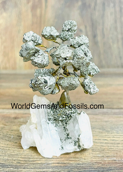 Pyrite Gem Tree On Quartz Base #1