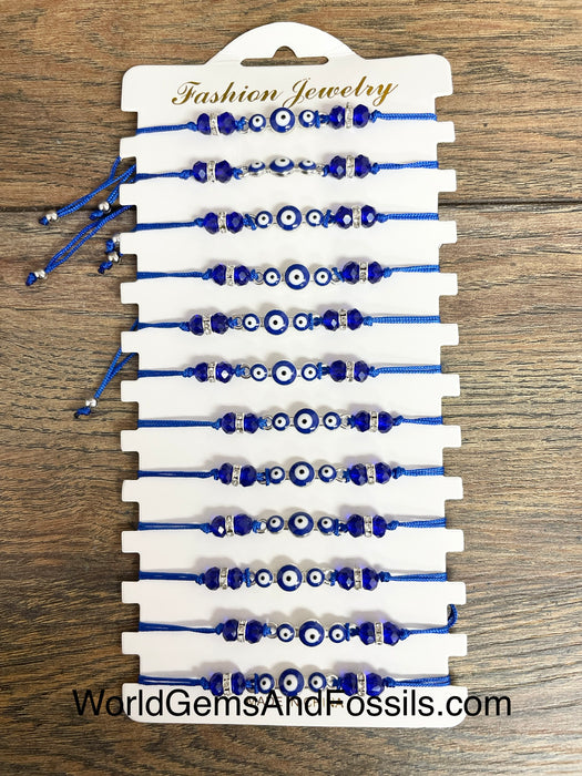 Blue Evil Eye Bracelet Adjustable Mix 12pcs