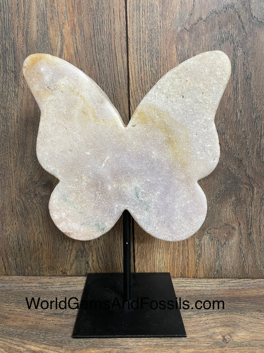 Pink Amethyst Butterfly On Stand  10”  #2