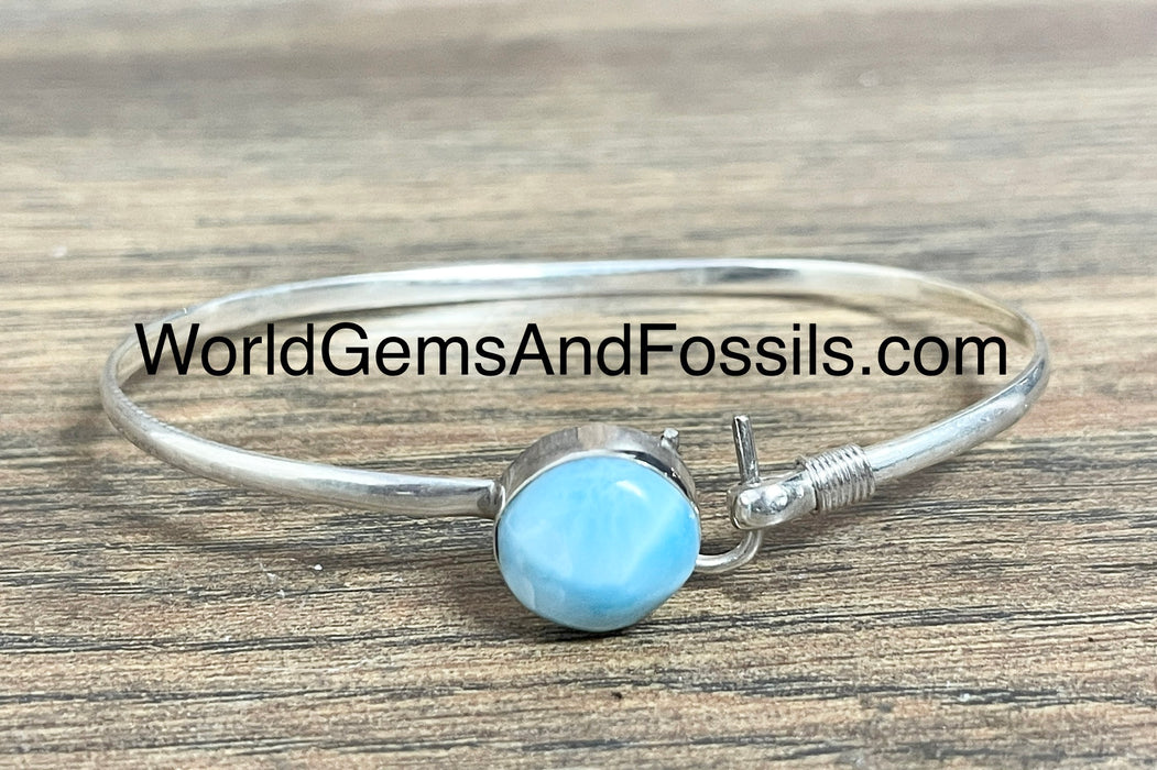 Larimar Bracelet Cuff Sterling Silver Round