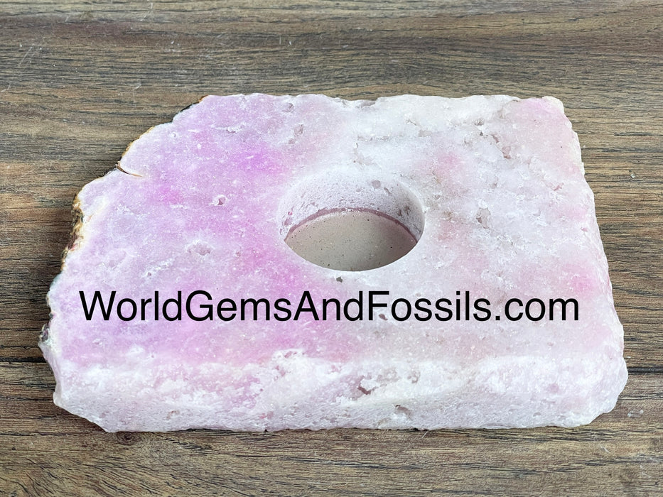 Pink Amethyst Candle Holder