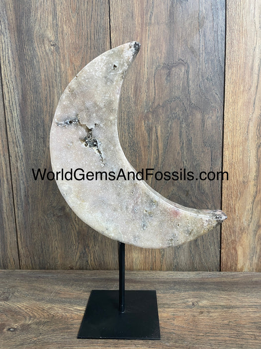 Pink Amethyst Moon On Stand  14”  #6