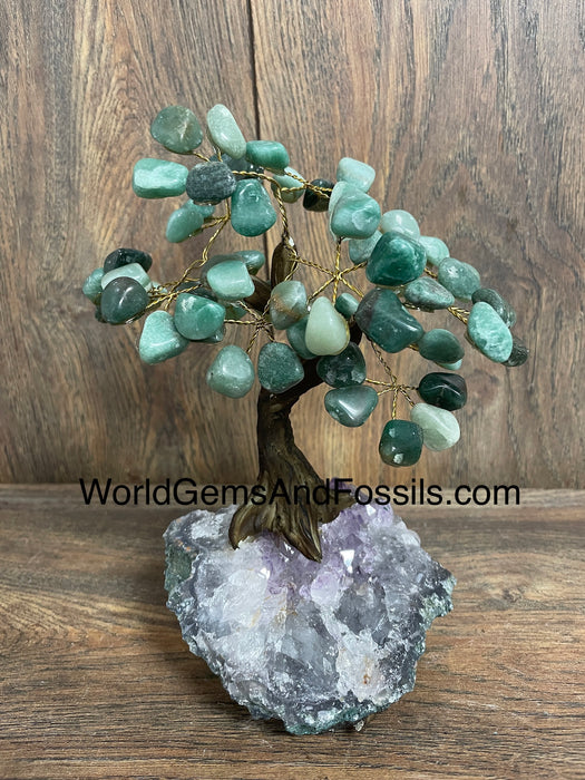 Green Aventurine Bonsai Tree On Amethyst Base #7