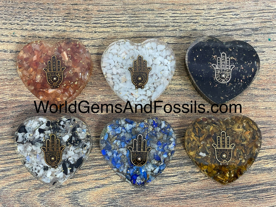 Gemstone Hamsa Hand Orgone Heart