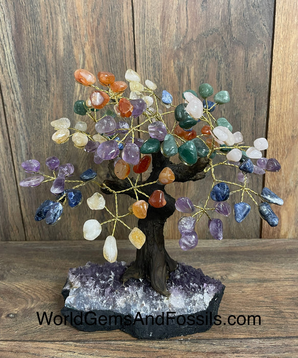 Chakra Bonsai Tree On Amethyst Base #24