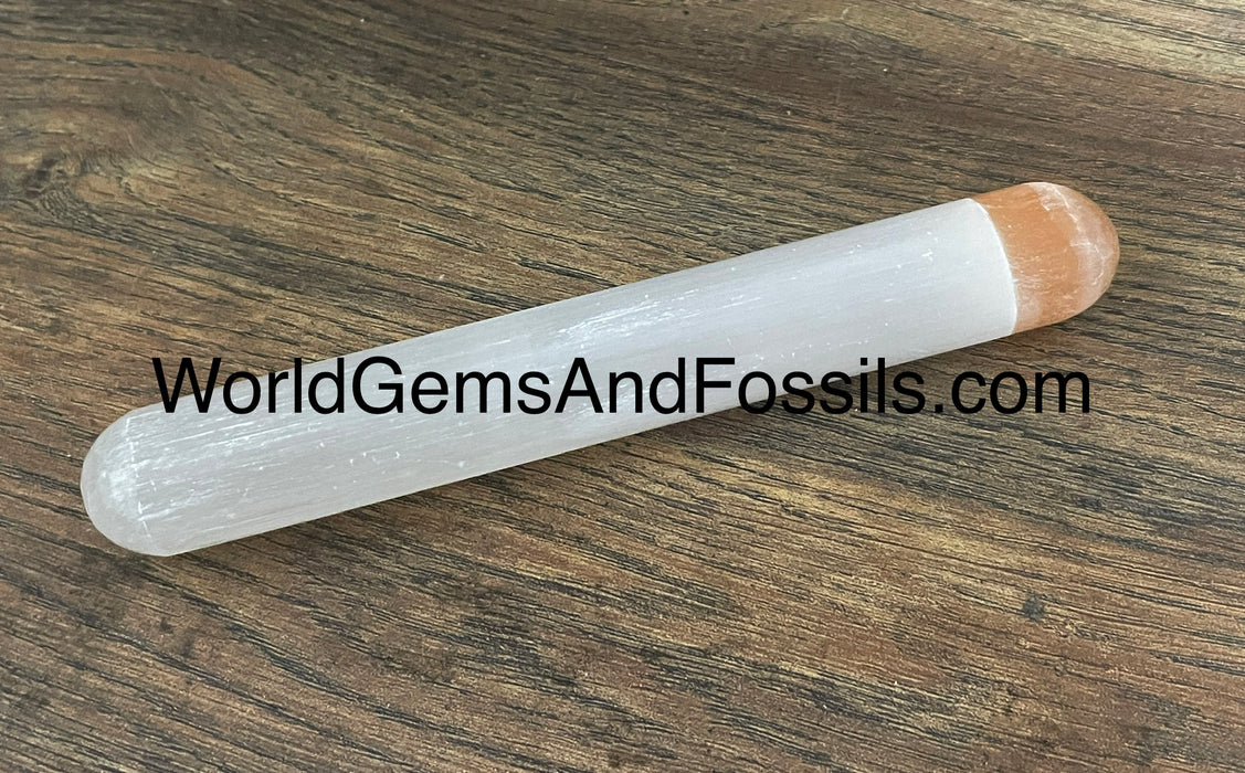 Selenite Wand With Orange End 6"