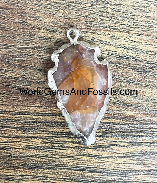 Carnelian Arrowhead Pendant Silver Plated